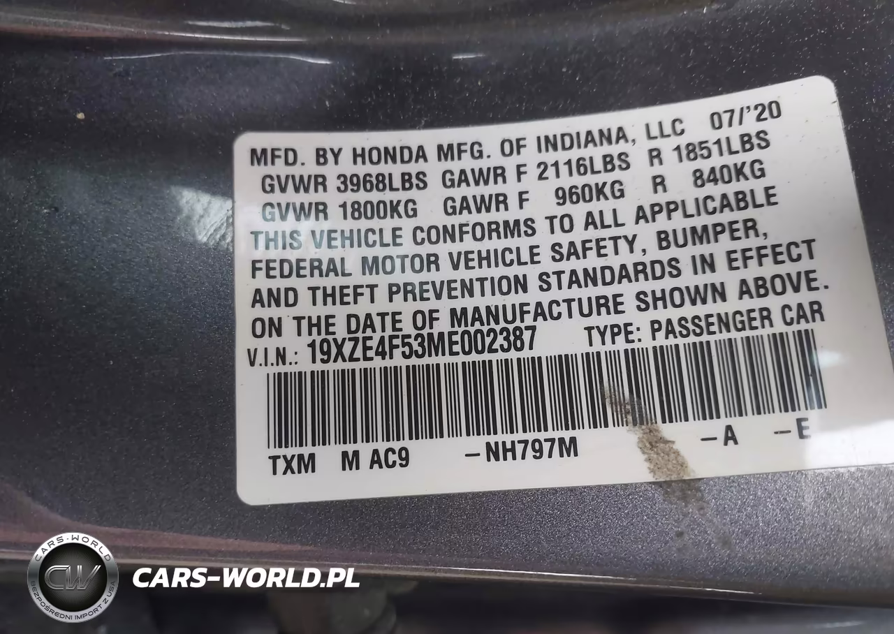 2021 Honda Insight Ex VIN:19XZE4F53ME002387 - 9