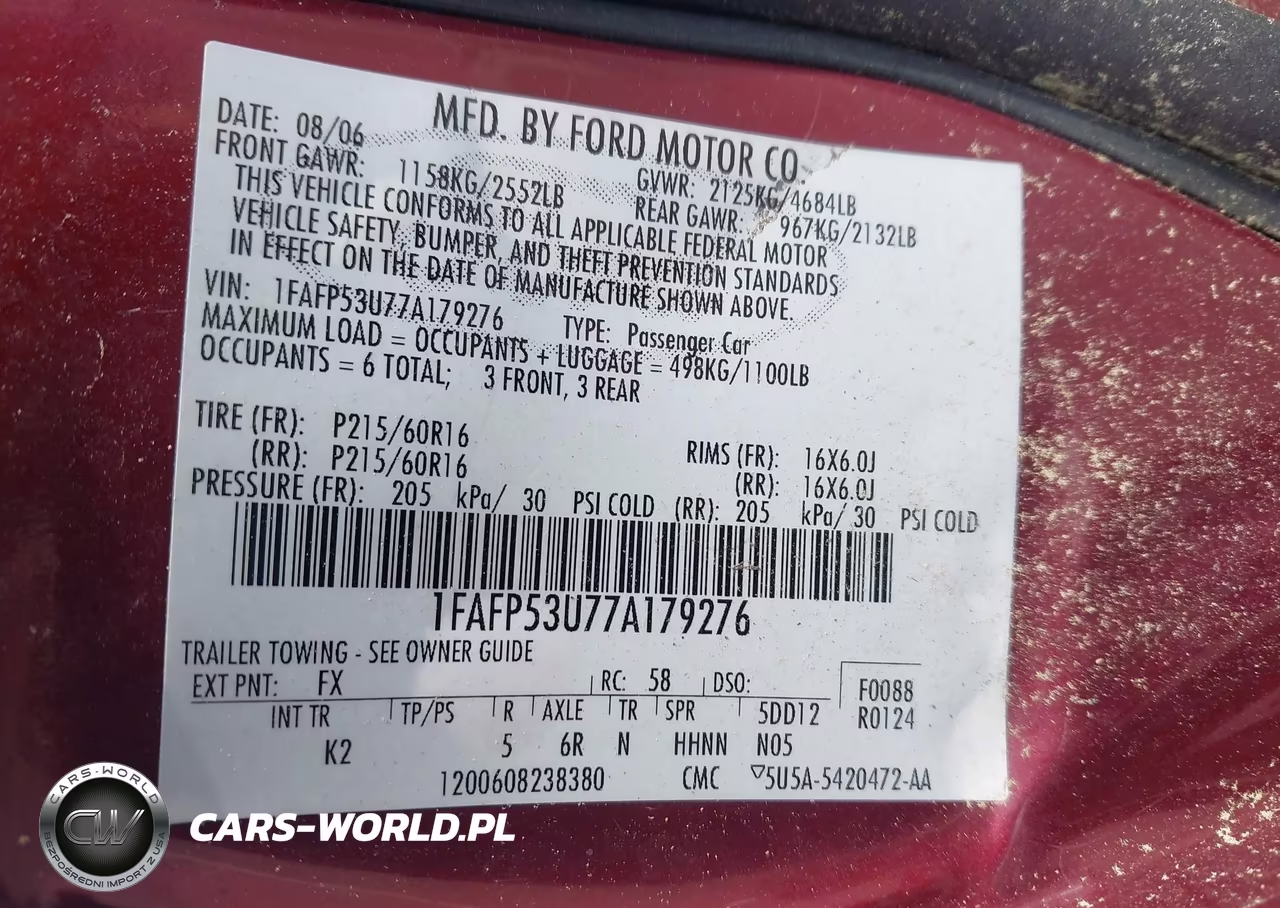 2007 Ford Taurus Se VIN:1FAFP53U77A179276 - 9