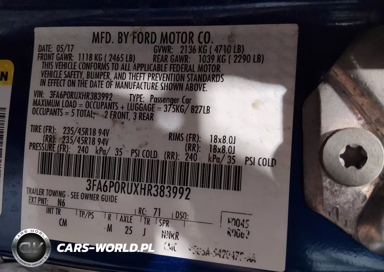 2017 Ford Fusion Hybrid Platinum-Titanium VIN:3FA6P0RUXHR383992 - 9
