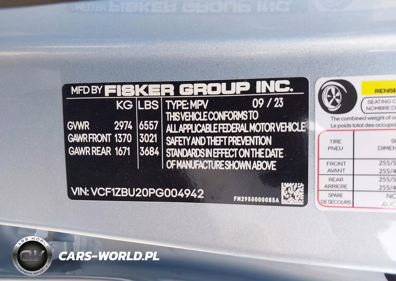 2023 Fisker Ocean One VIN:VCF1ZBU20PG004942 - 9