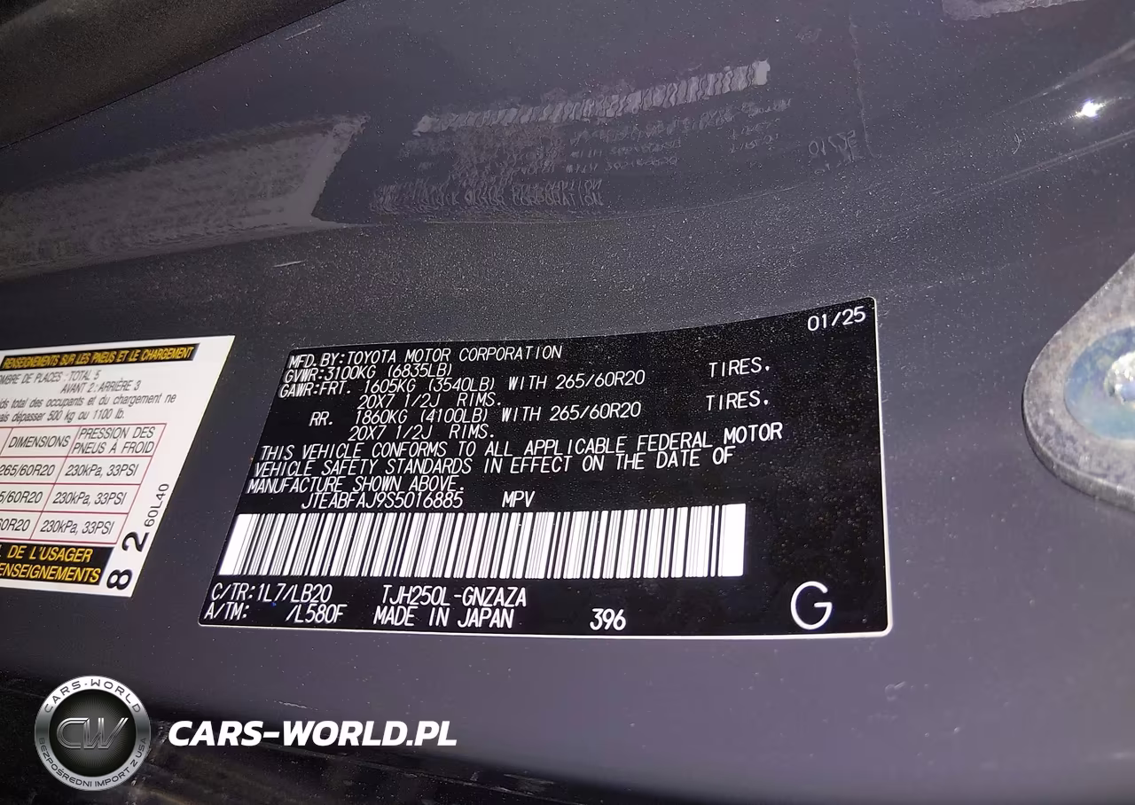 2025 Toyota Land Cruiser VIN:JTEABFAJ9S5016885 - 9