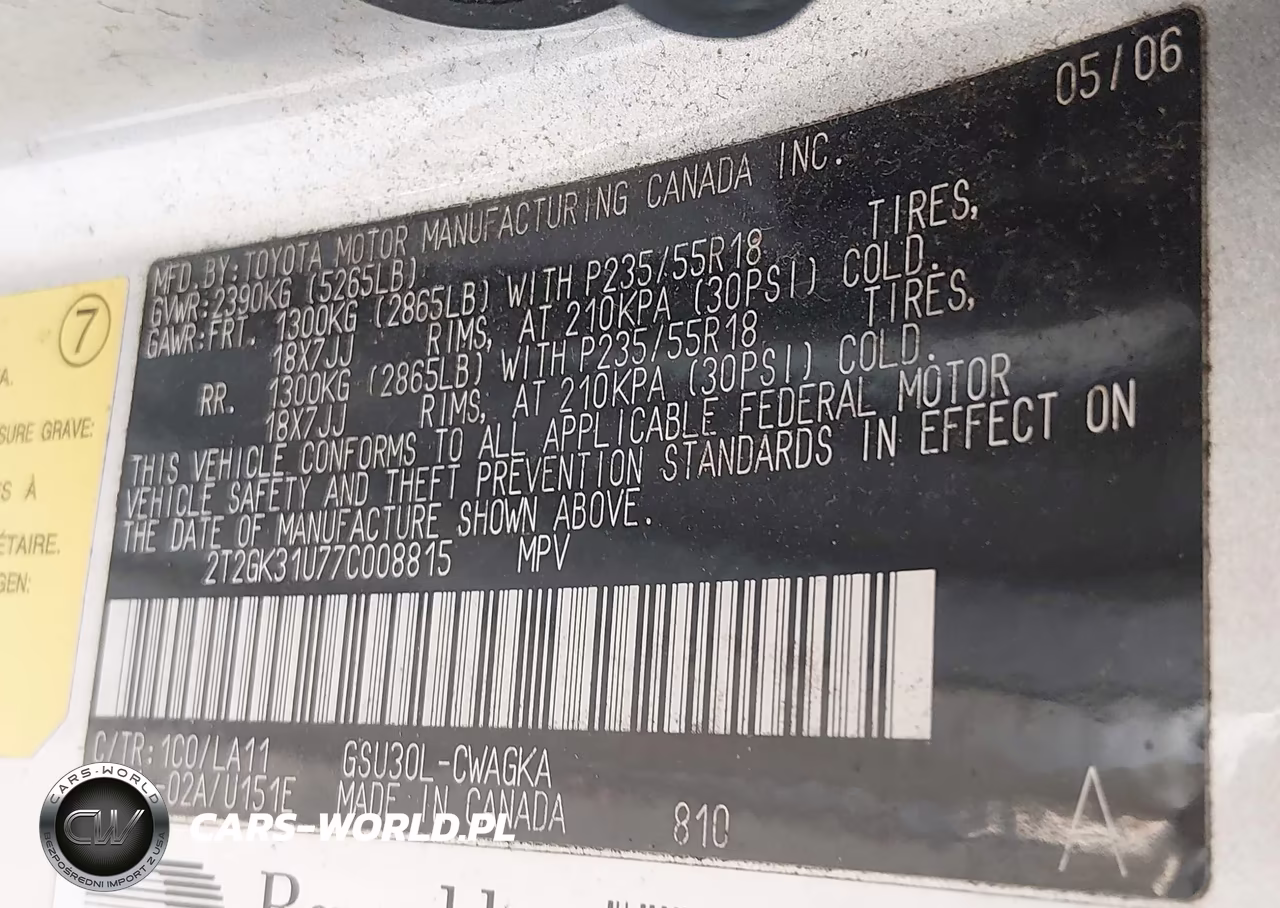 2007 Lexus Rx 350 VIN:2T2GK31U77C008815 - 9