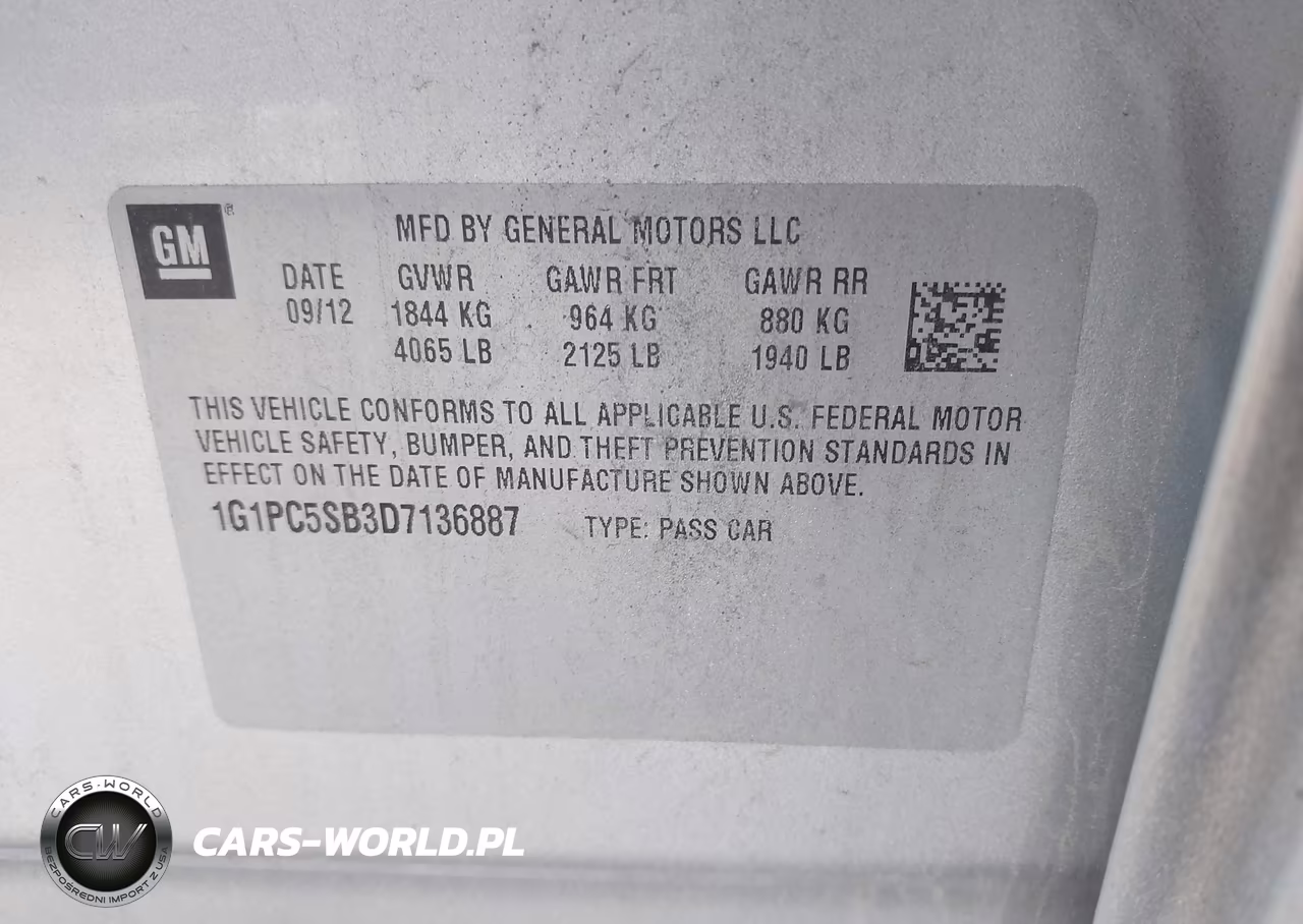 2013 Chevrolet Cruze 1Lt Auto VIN:1G1PC5SB3D7136887 - 9