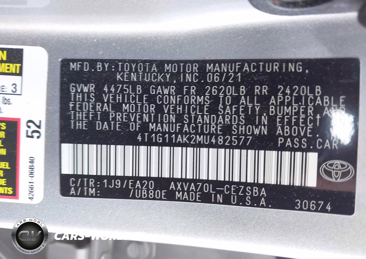 2021 Toyota Camry Se VIN:4T1G11AK2MU482577 - 9