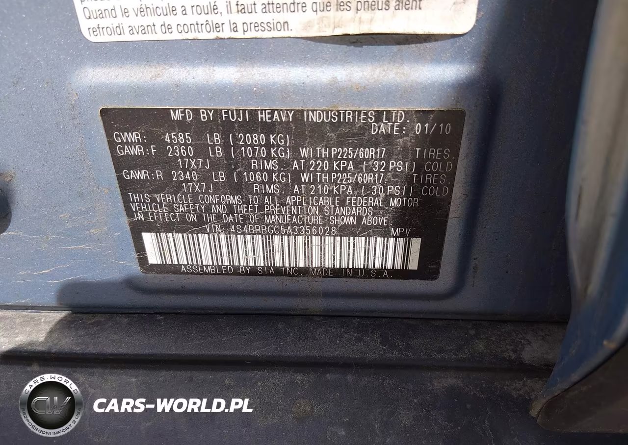 2010 Subaru Outback 2.5I Premium VIN:4S4BRBGC5A3356028 - 9