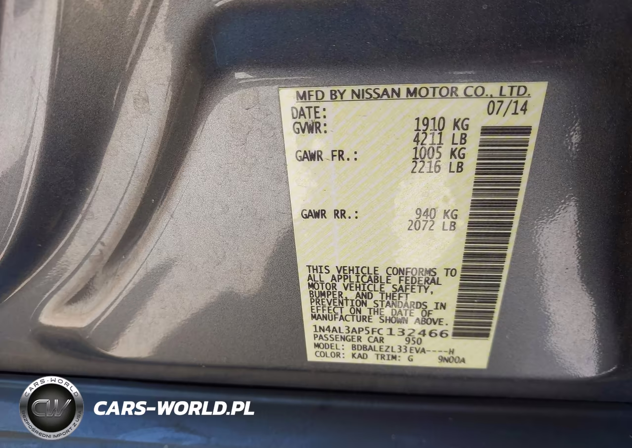 2015 Nissan Altima 2.5 S VIN:1N4AL3AP5FC132466 - 9