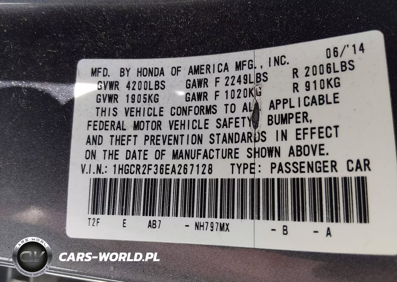 2014 Honda Accord Lx VIN:1HGCR2F36EA267128 - 9