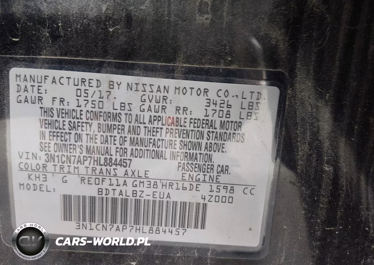 2017 Nissan Versa 1.6 Sv VIN:3N1CN7AP7HL884457 - 9