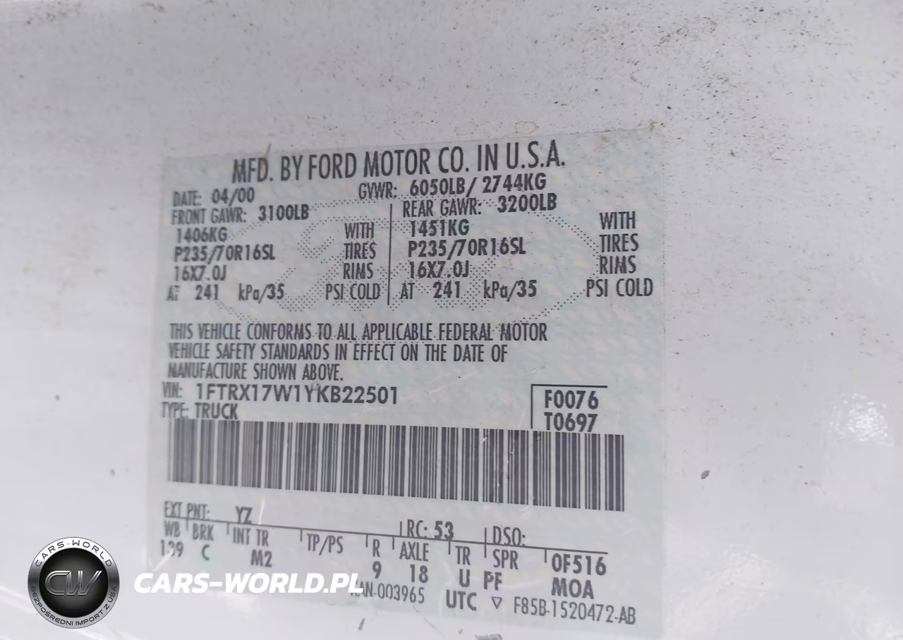 2000 Ford F-150 Lariat-Work Series-Xl-Xlt VIN:1FTRX17W1YKB22501 - 9
