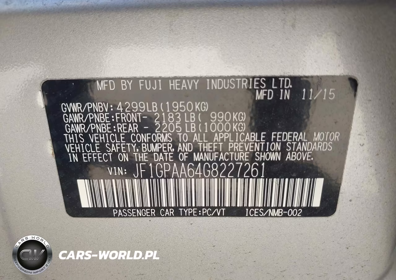 2016 Subaru Impreza 2.0I VIN:JF1GPAA64G8227261 - 9