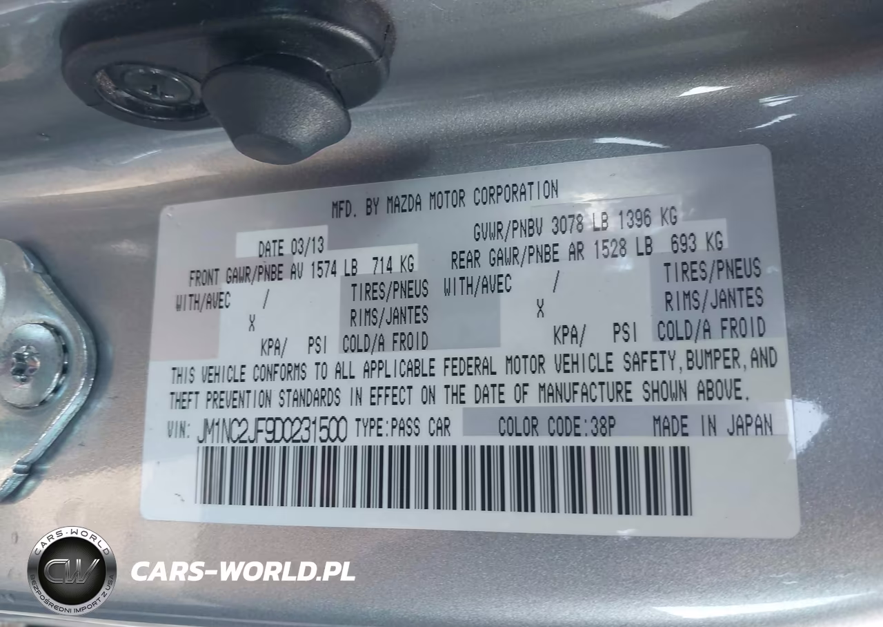 2013 Mazda Mx-5 Miata Sport VIN:JM1NC2JF9D0231500 - 9