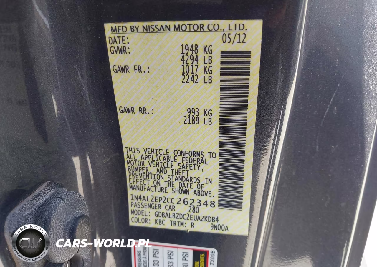 2012 Nissan Altima 2.5 S VIN:1N4AL2EP2CC262348 - 9