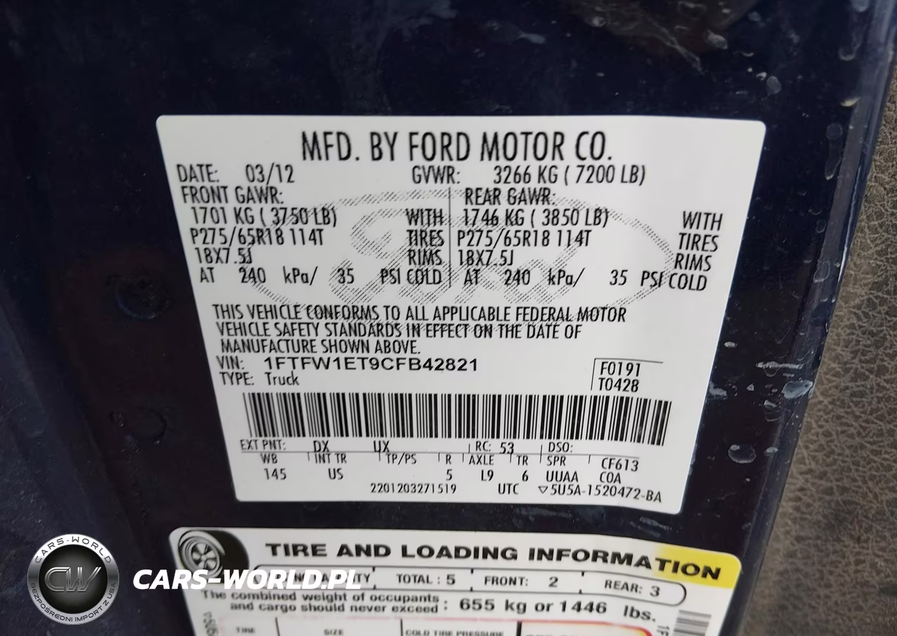 2012 Ford F-150 Fx4-King Ranch-Lariat-Platinum-Xl-Xlt VIN:1FTFW1ET9CFB42821 - 9