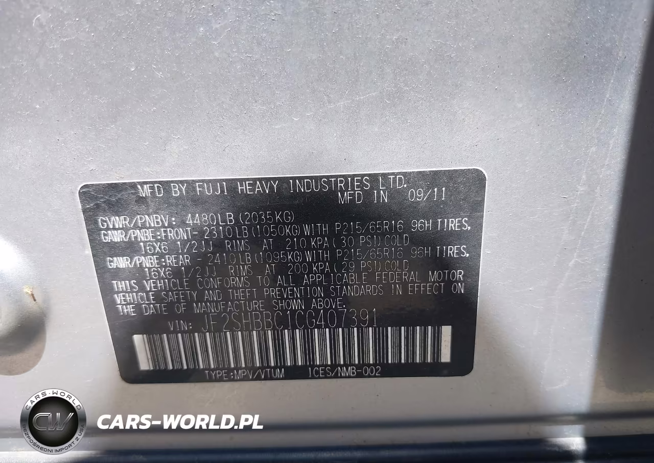 2012 Subaru Forester 2.5X VIN:JF2SHBBC1CG407391 - 9