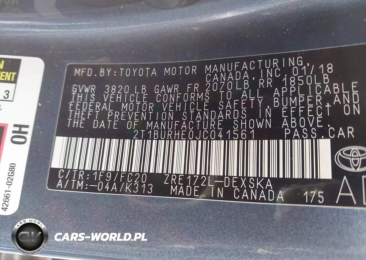 2018 Toyota Corolla Se VIN:2T1BURHE0JC041561 - 9