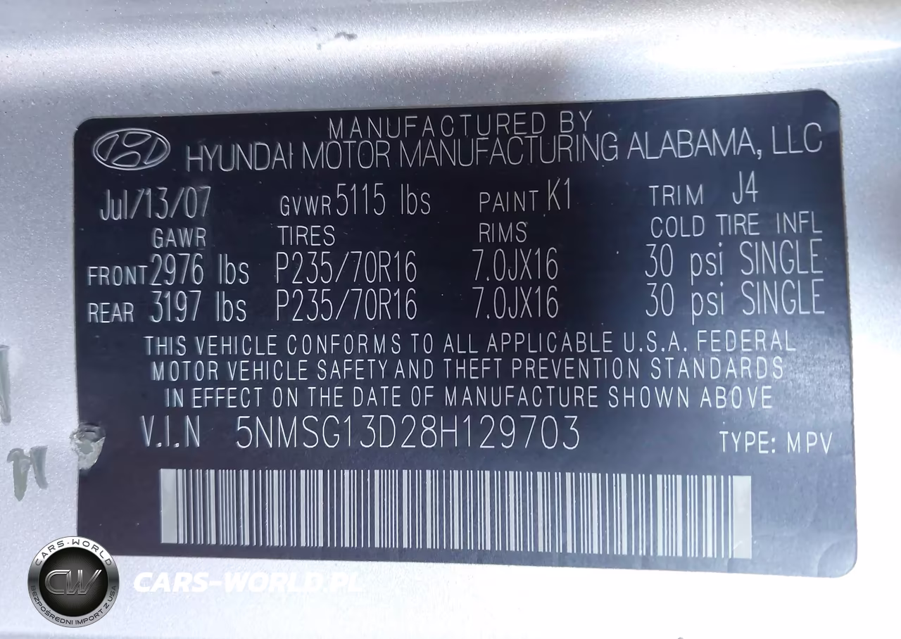 2008 Hyundai Santa Fe Gls VIN:5NMSG13D28H129703 - 9