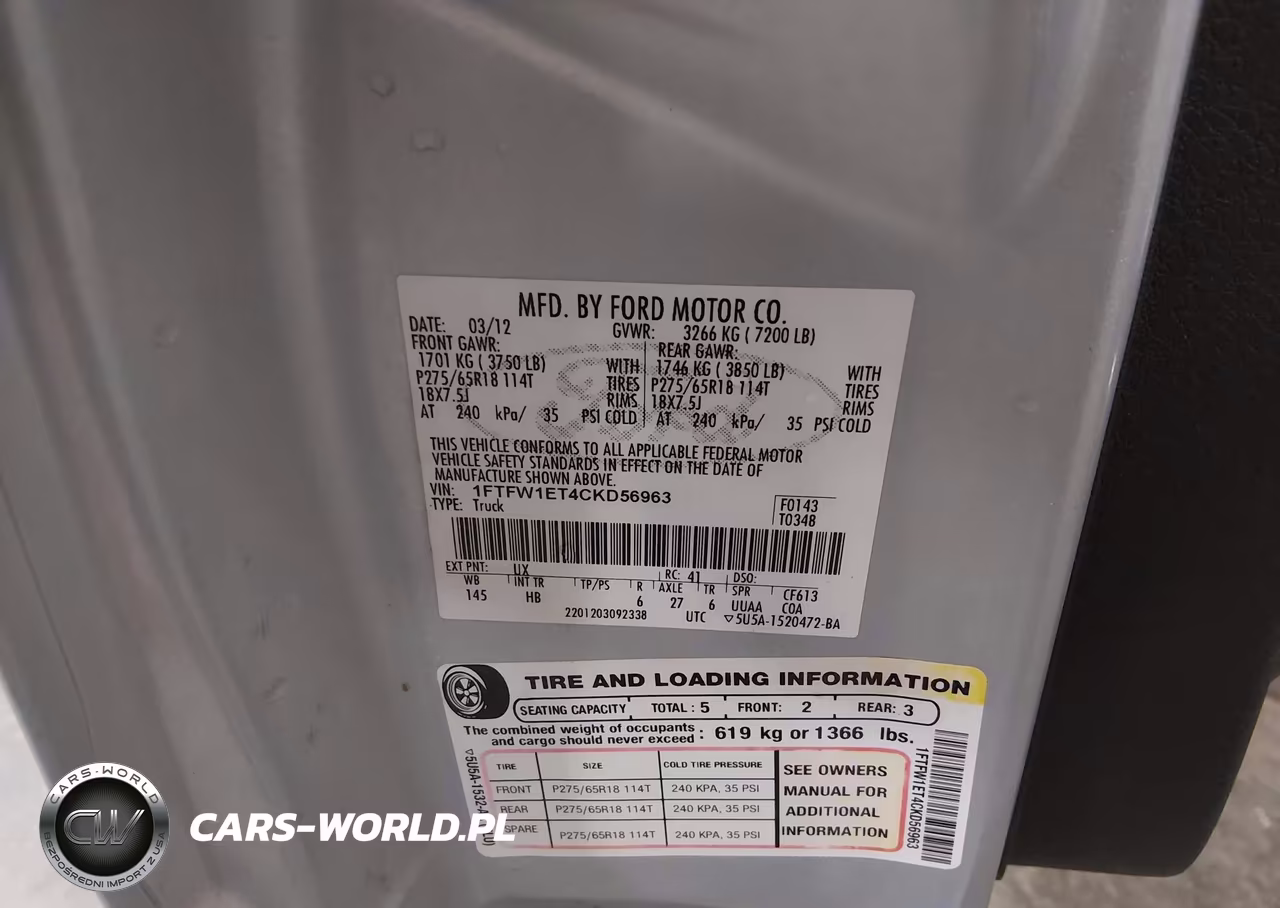 2012 Ford F-150 Lariat VIN:1FTFW1ET4CKD56963 - 9