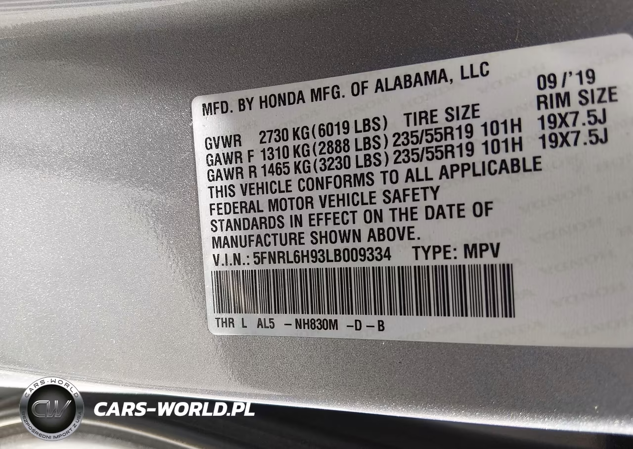 2020 Honda Odyssey Elite VIN:5FNRL6H93LB009334 - 9