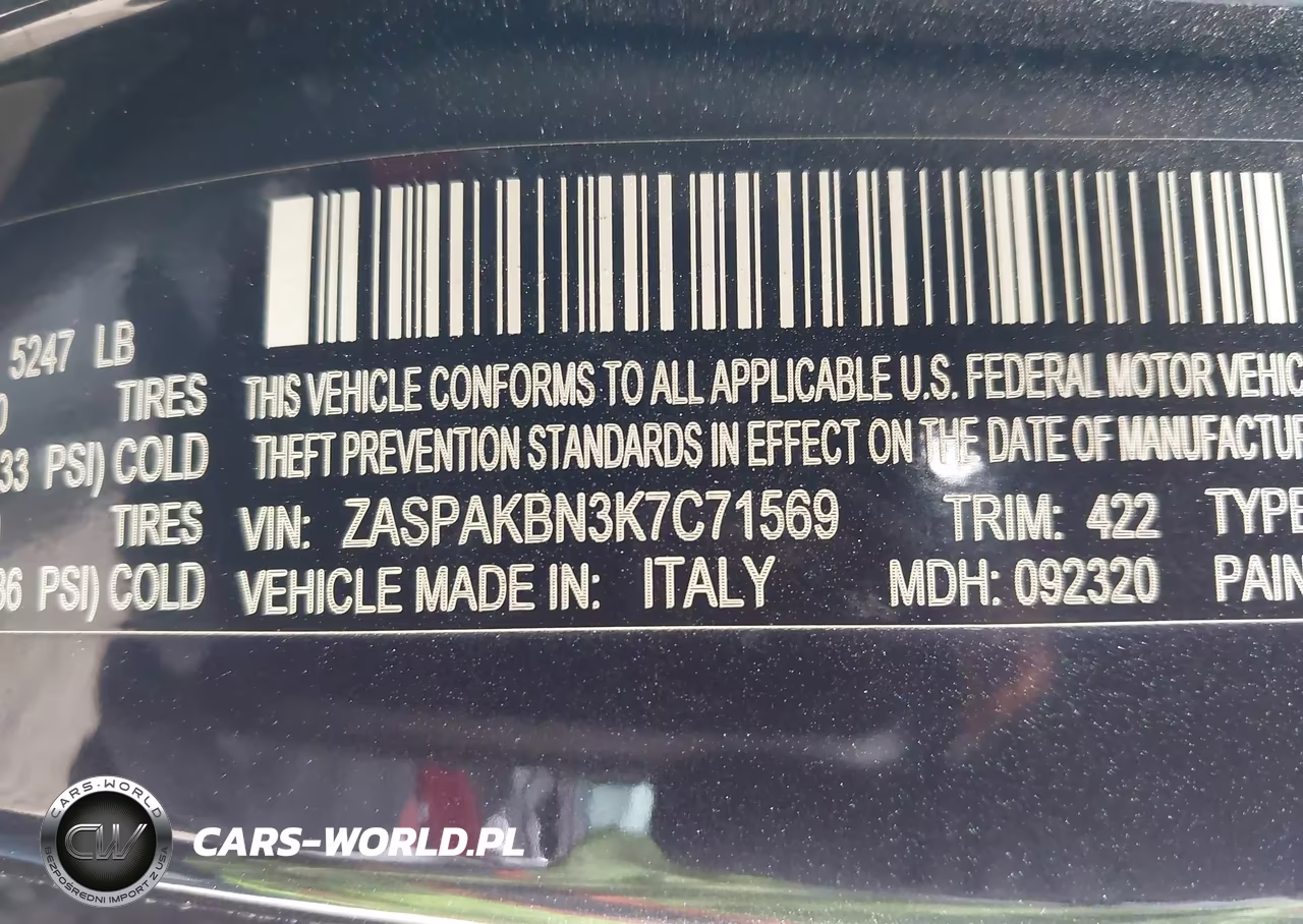 2019 ALFA ROMEO STELVIO TI SPORT AWD VIN:ZASPAKBN3K7C71569 - 9