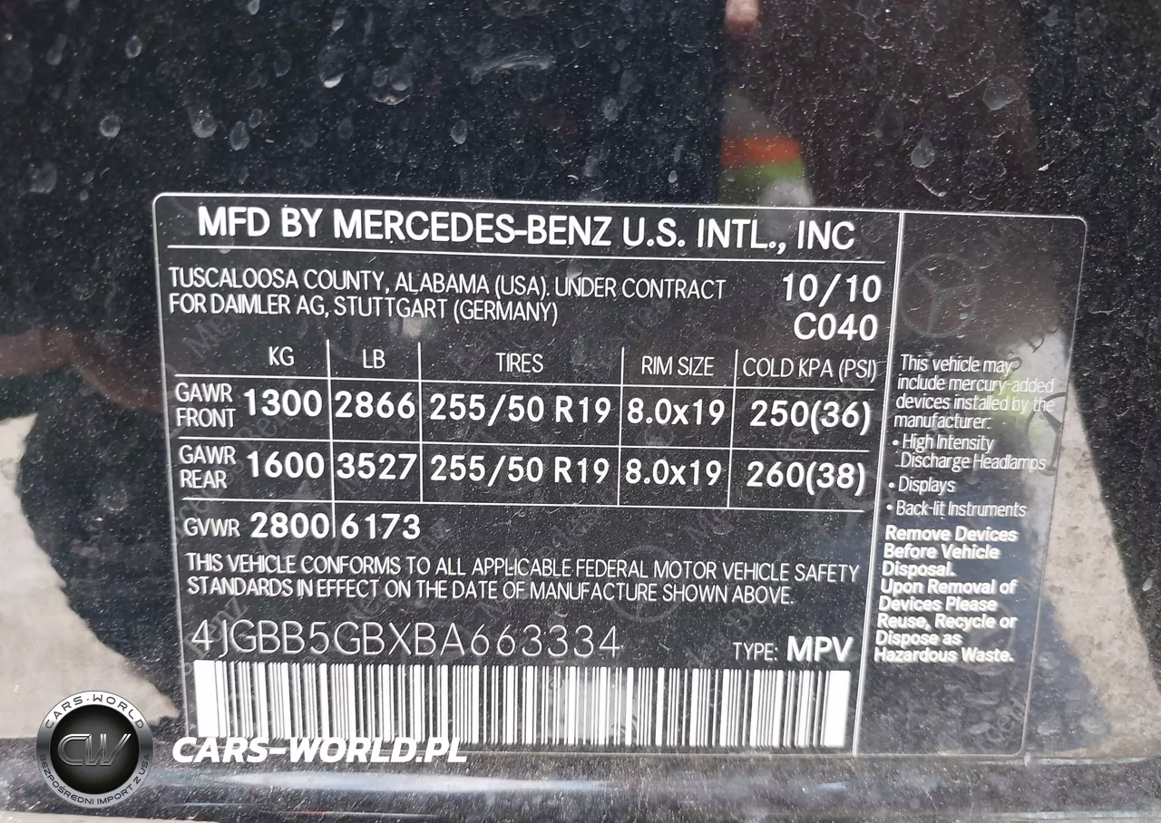 2011 Mercedes-Benz Ml 350 VIN:4JGBB5GBXBA663334 - 9