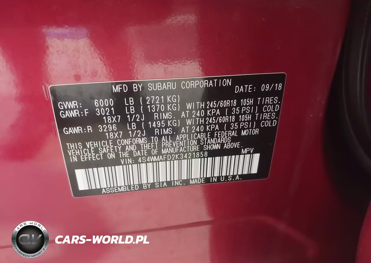 2019 Subaru Ascent Premium VIN:4S4WMAFD2K3421858 - 9