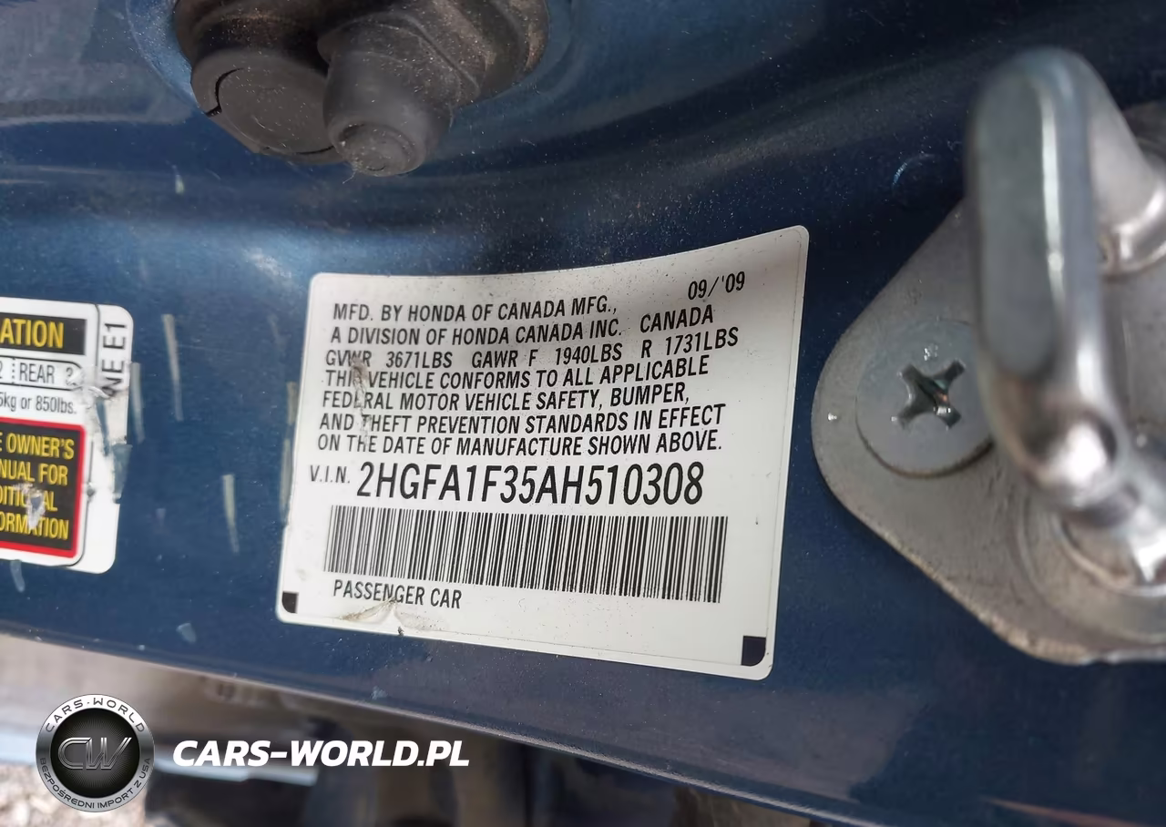 2010 Honda Civic Vp VIN:2HGFA1F35AH510308 - 9