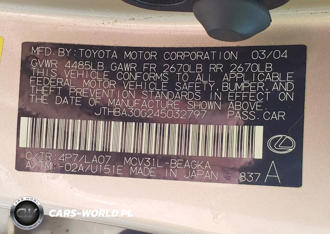 2004 Lexus Es 330 VIN:JTHBA30G245032797 - 9