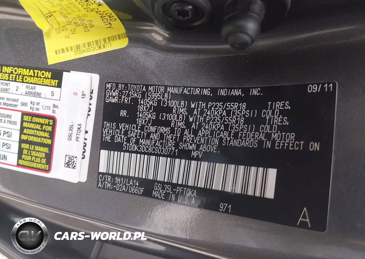 2012 Toyota Sienna Limited 7 Passenger VIN:5TDDK3DC8CS030771 - 9