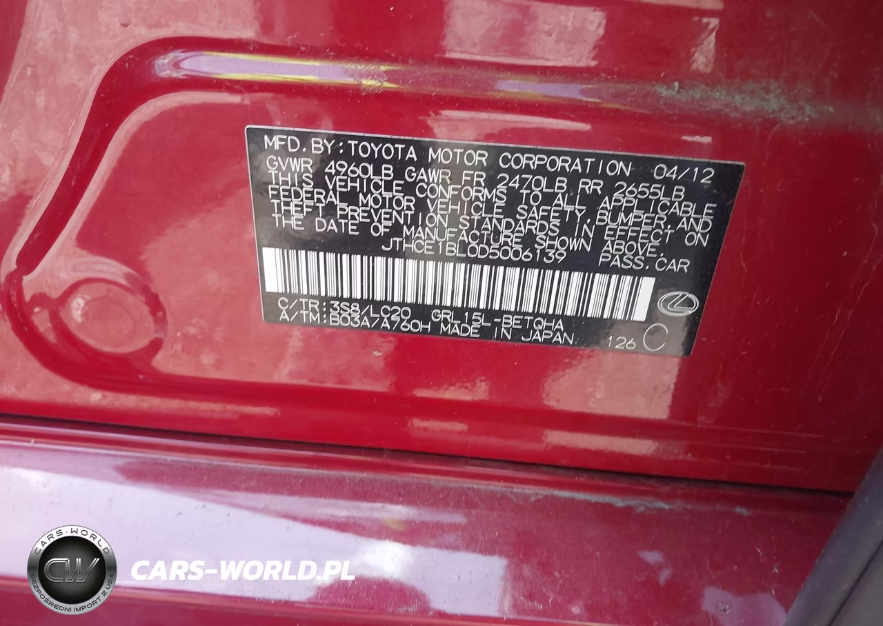 2013 Lexus Gs 350 VIN:JTHCE1BL0D5006139 - 9