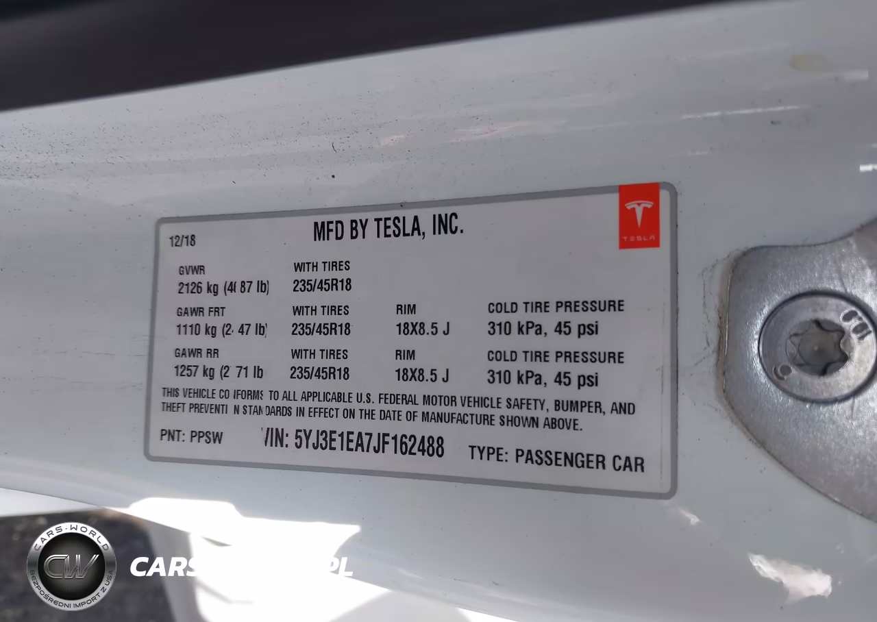 2018 Tesla Model 3 Long Range-Mid Range VIN:5YJ3E1EA7JF162488 - 9