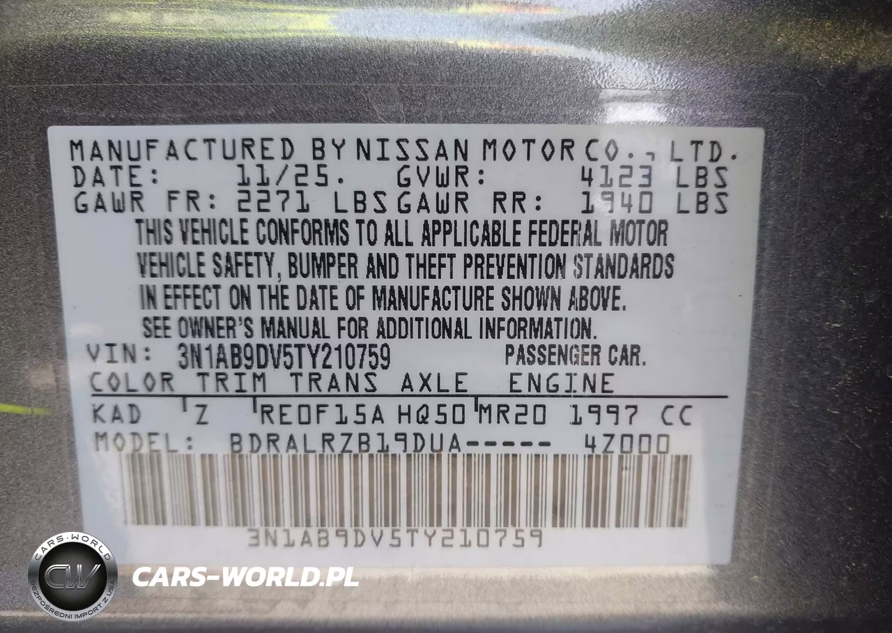 2026 Nissan Sentra Sr VIN:3N1AB9DV5TY210759 - 9