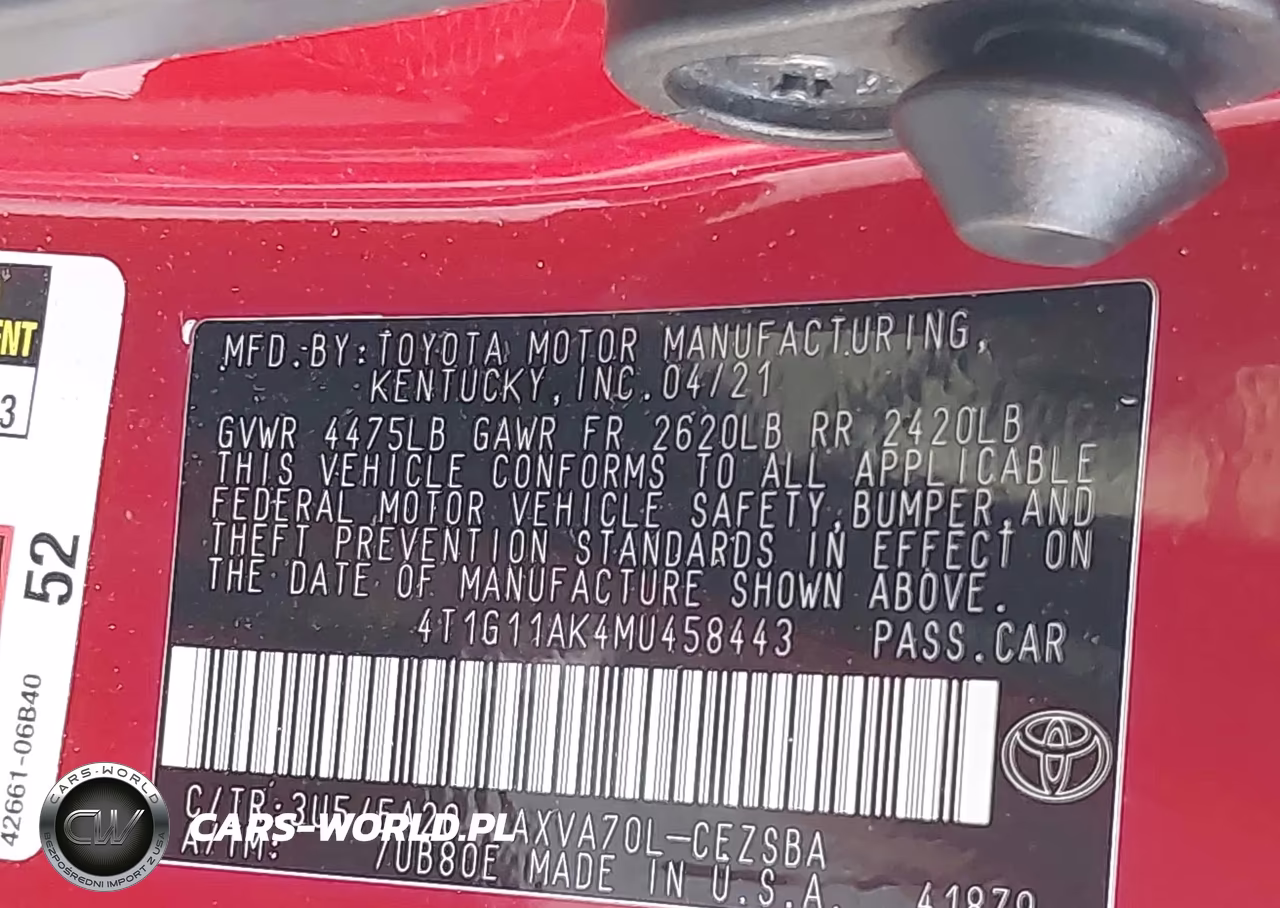 2021 Toyota Camry Se VIN:4T1G11AK4MU458443 - 9