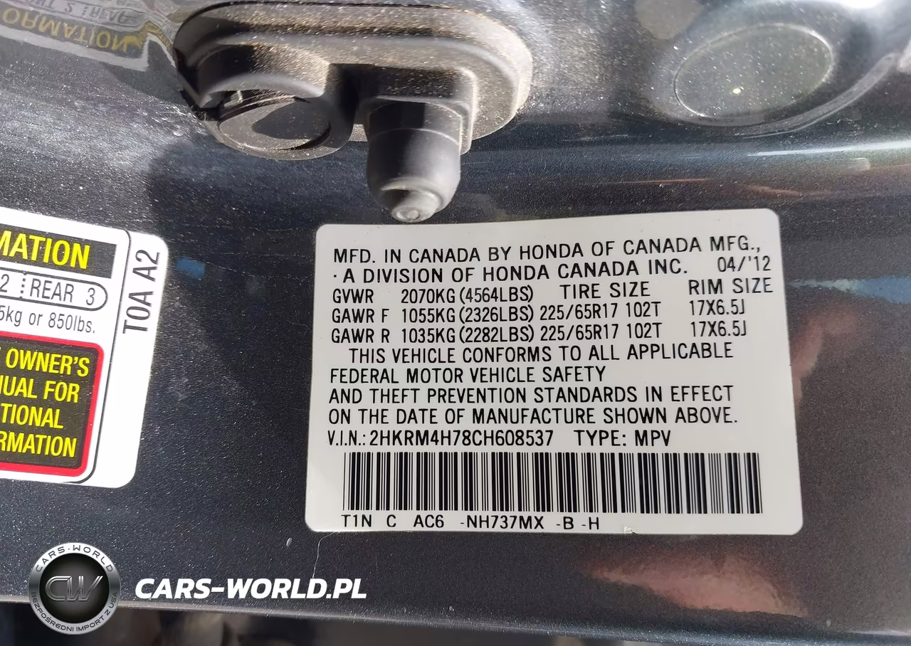 2012 Honda Cr-V Ex-L VIN:2HKRM4H78CH608537 - 9