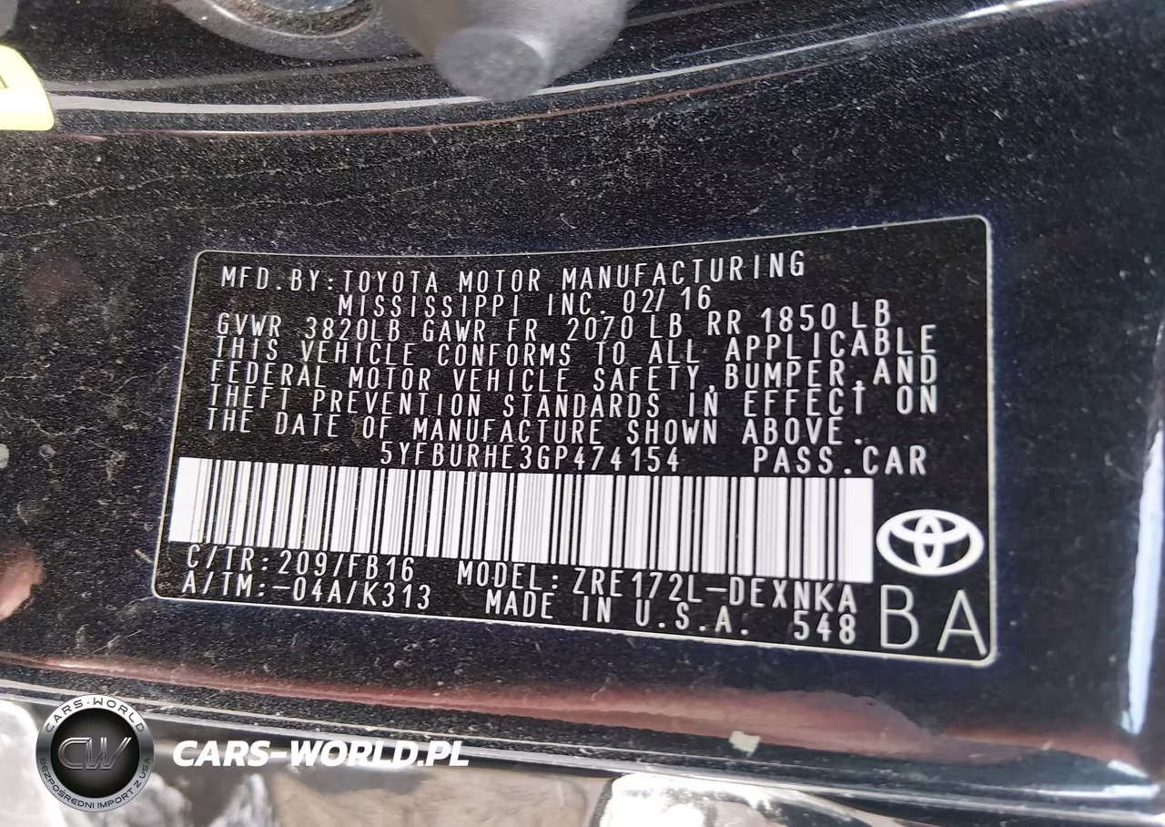 2016 Toyota Corolla Le VIN:5YFBURHE3GP474154 - 9