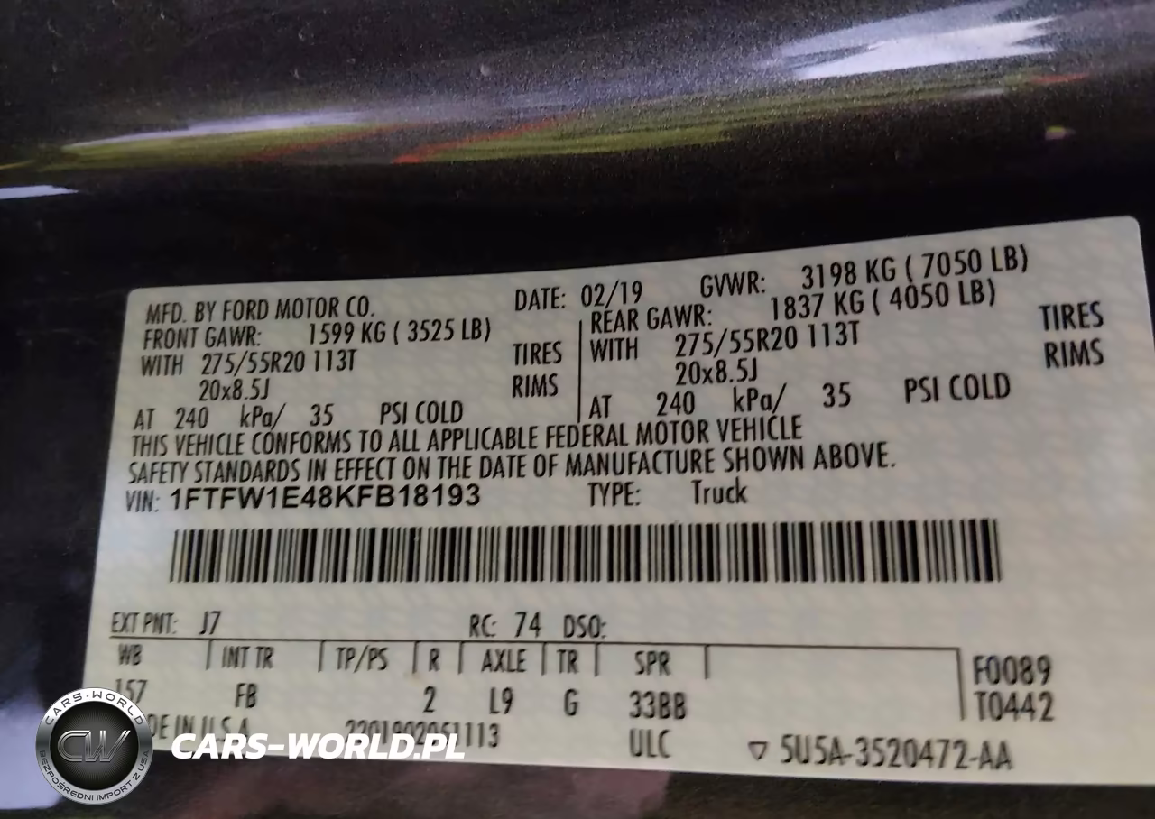 2019 Ford F-150 Xlt VIN:1FTFW1E48KFB18193 - 9
