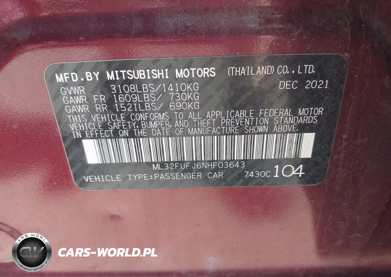 2022 Mitsubishi Mirage G4 Es VIN:ML32FUFJ6NHF03643 - 9