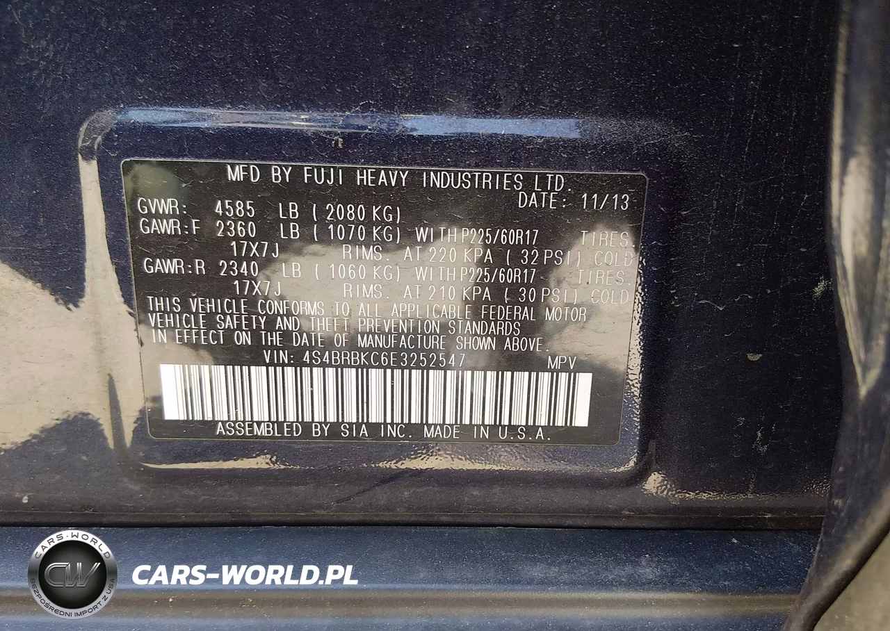 2014 Subaru Outback 2.5I Limited VIN:4S4BRBKC6E3252547 - 9