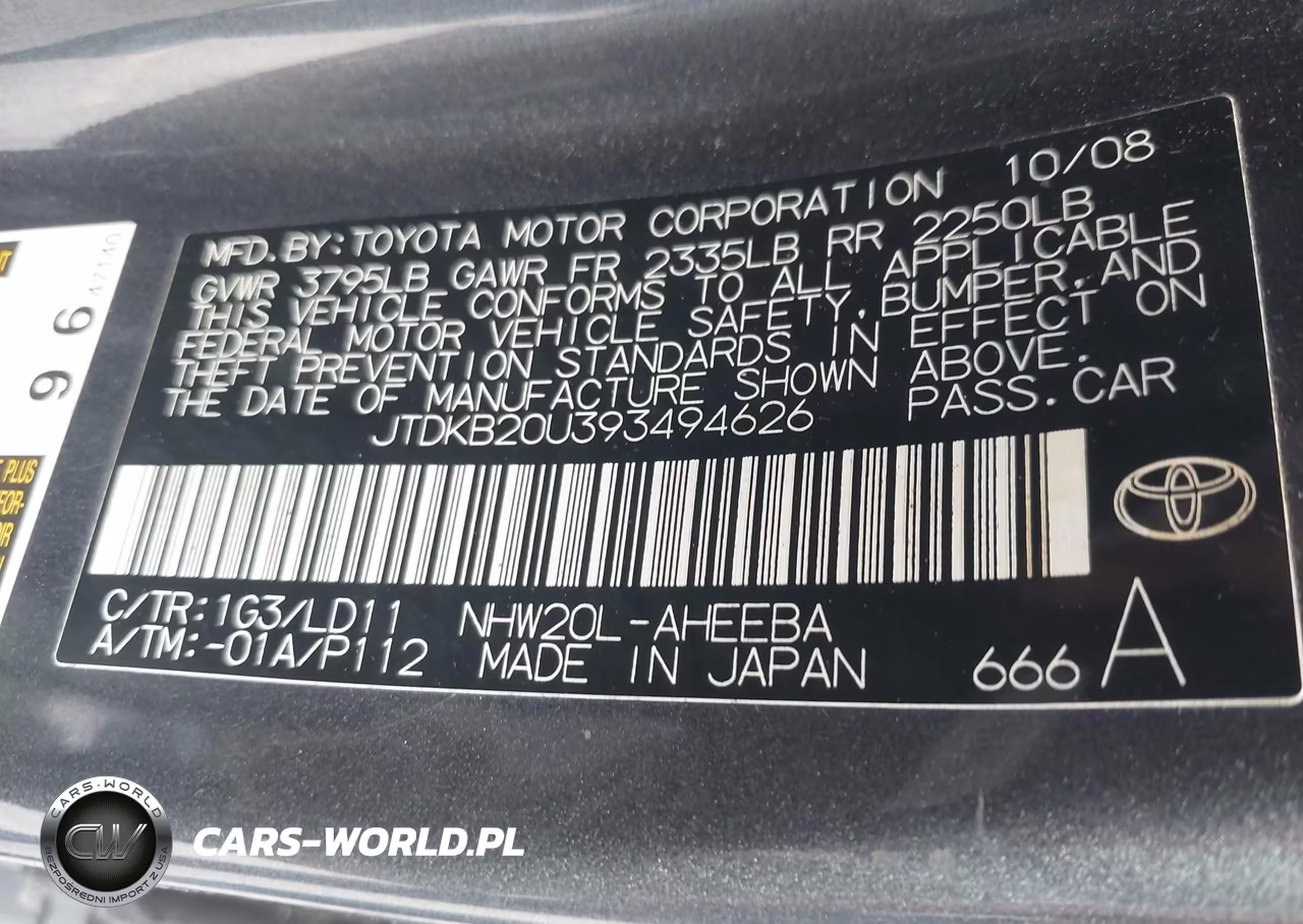 2009 Toyota Prius Touring VIN:JTDKB20U393494626 - 9
