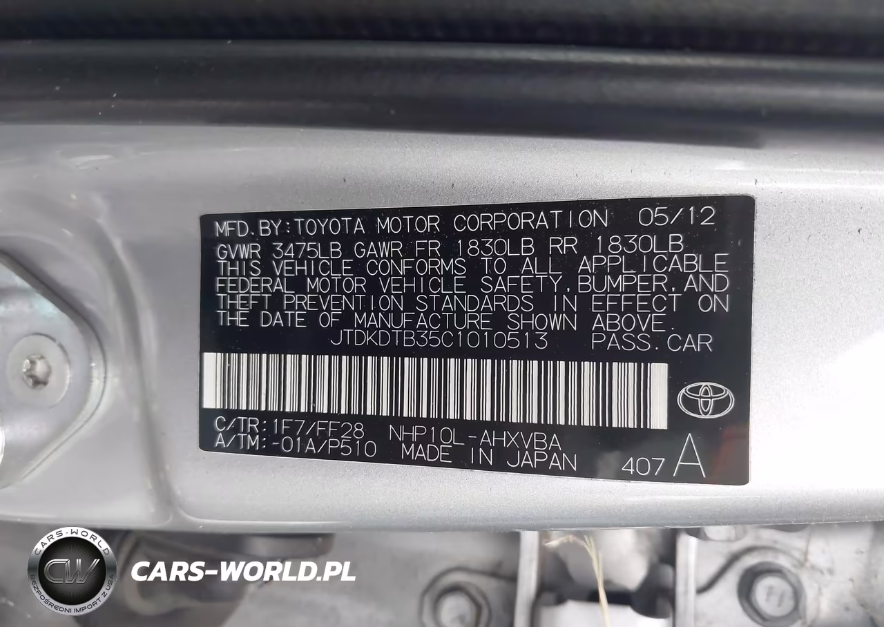 2012 Toyota Prius C Two VIN:JTDKDTB35C1010513 - 9