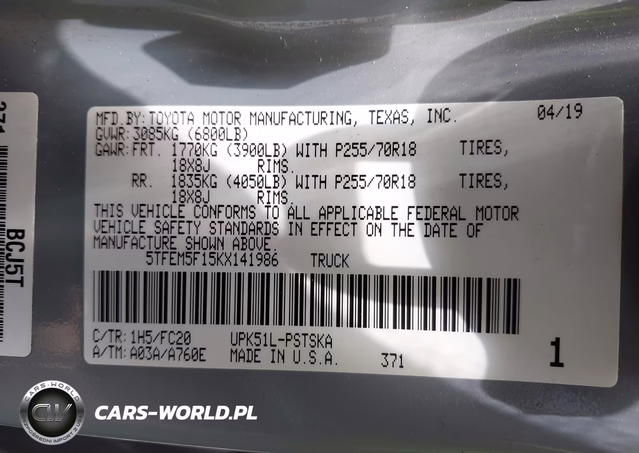 2019 Toyota Tundra Sr5 4.6L V8 VIN:5TFEM5F15KX141986 - 9