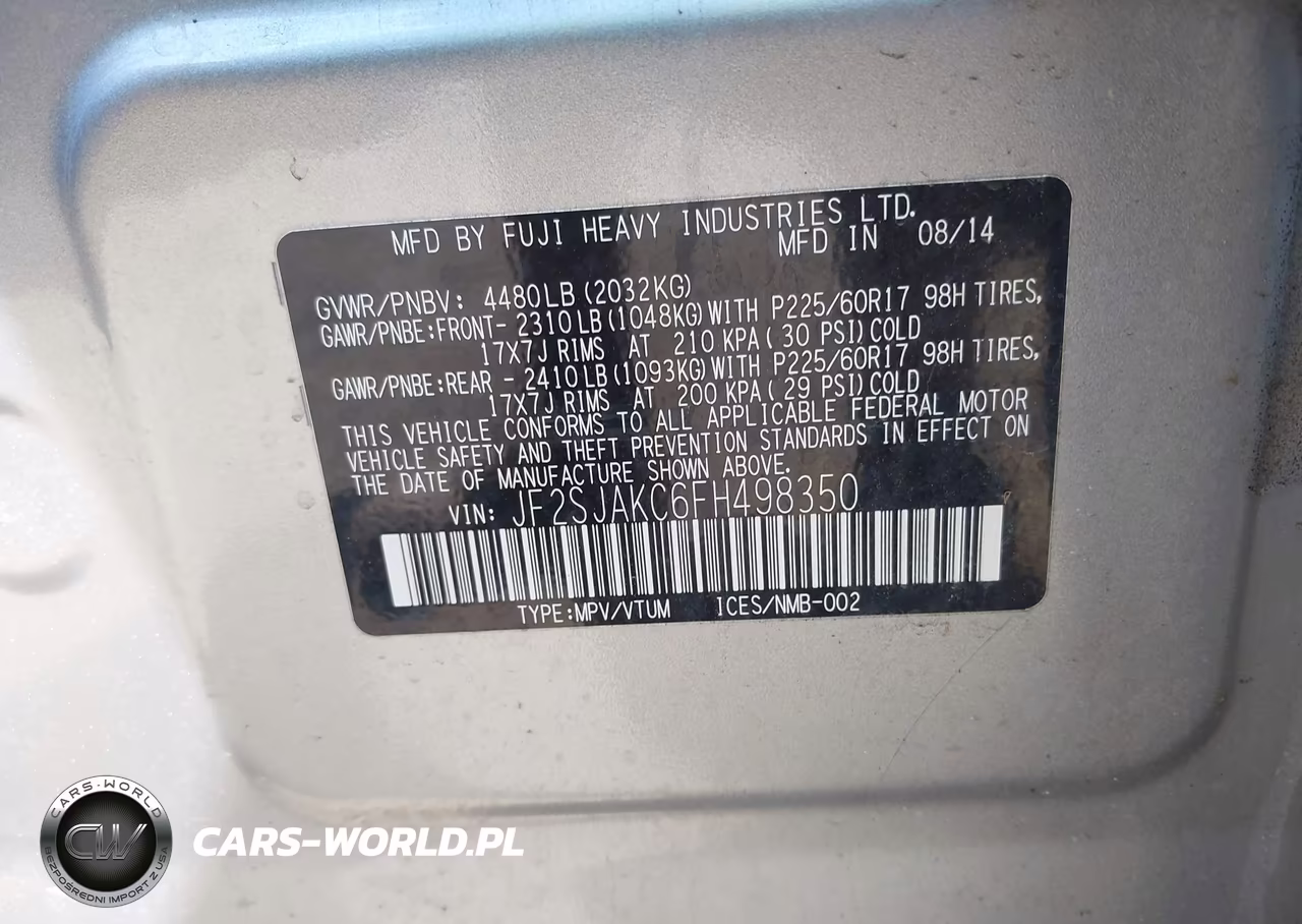2015 Subaru Forester 2.5I Limited VIN:JF2SJAKC6FH498350 - 9