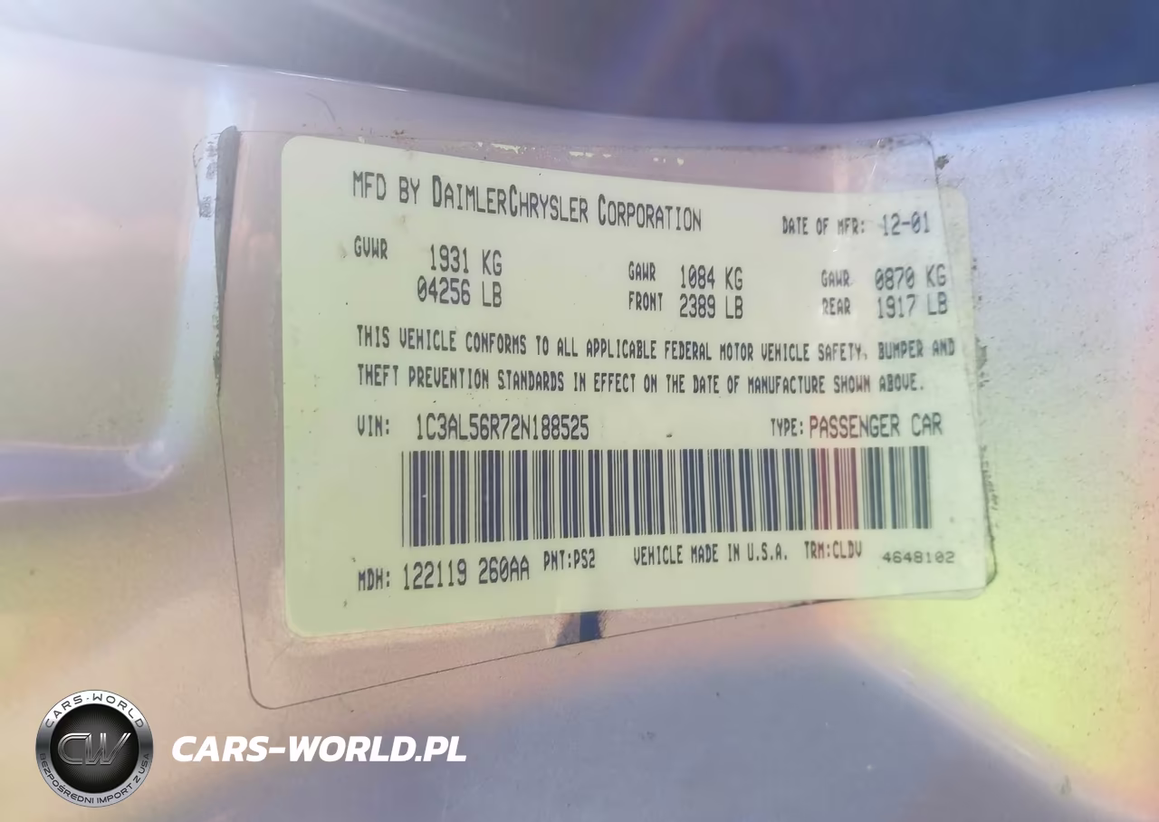 2002 Chrysler Sebring Lxi VIN:1C3AL56R72N188525 - 9
