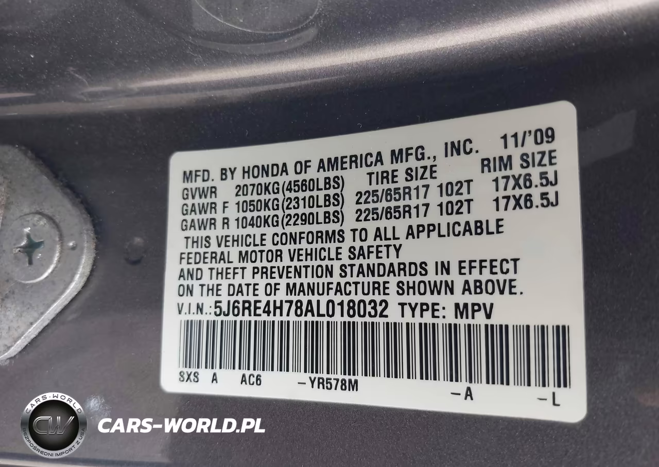 2010 Honda Cr-V Ex-L VIN:5J6RE4H78AL018032 - 9