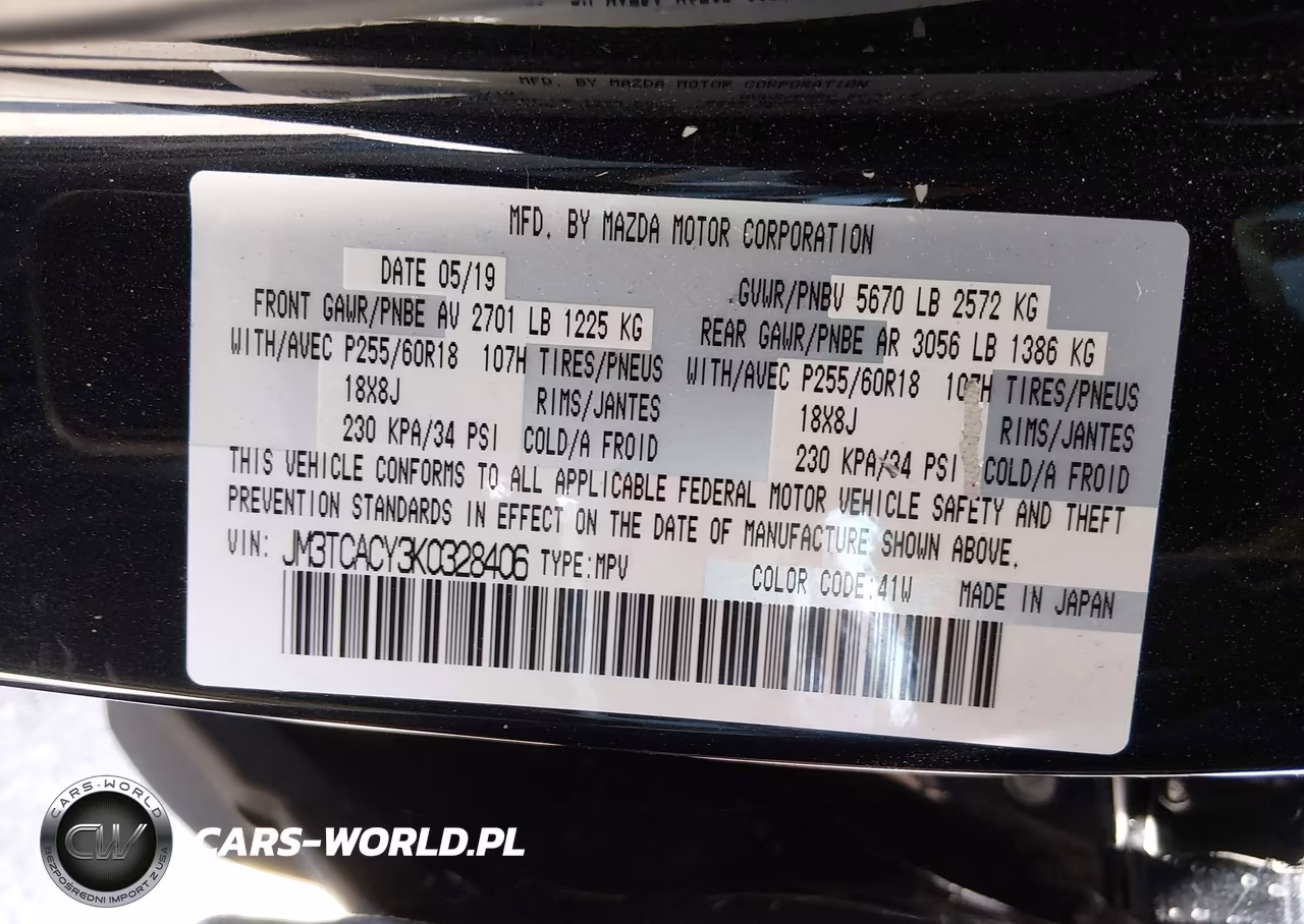 2019 Mazda Cx-9 Touring VIN:JM3TCACY3K0328406 - 9
