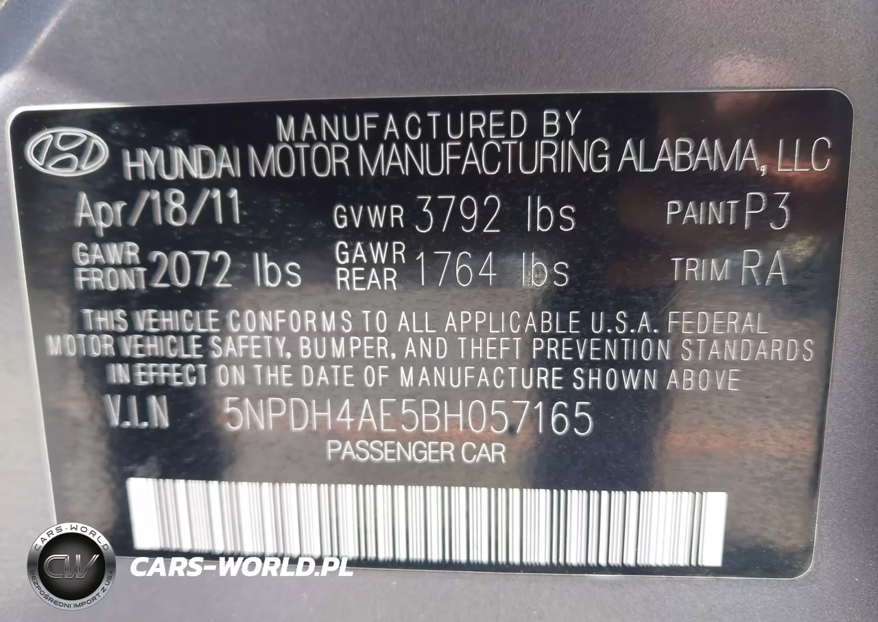 2011 Hyundai Elantra Gls VIN:5NPDH4AE5BH057165 - 9