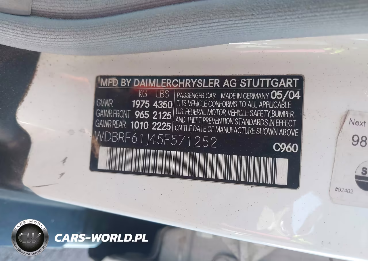 2005 Mercedes-Benz C 240 Luxury VIN:WDBRF61J45F571252 - 9