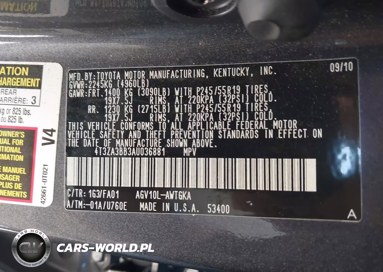2010 Toyota Venza VIN:4T3ZA3BB3AU036881 - 9