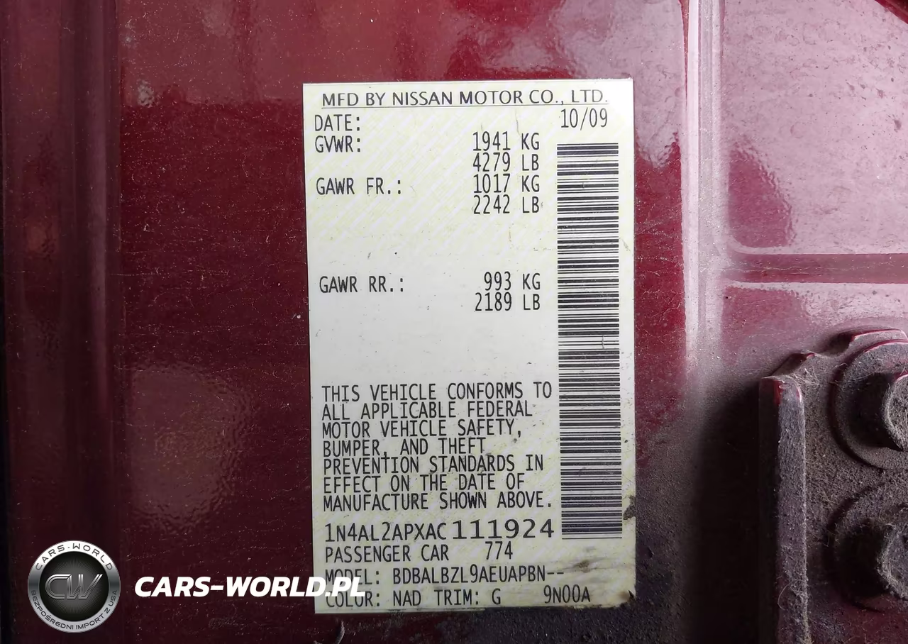 2010 Nissan Altima 2.5 S VIN:1N4AL2APXAC111924 - 9