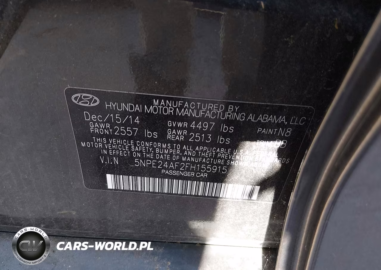2015 Hyundai Sonata Se VIN:5NPE24AF2FH155915 - 9