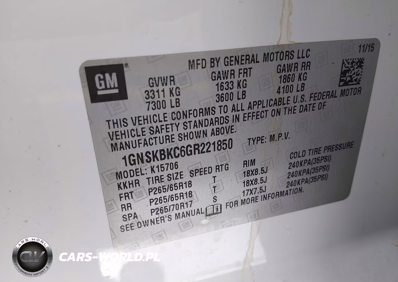 2016 Chevrolet Tahoe Lt VIN:1GNSKBKC6GR221850 - 9